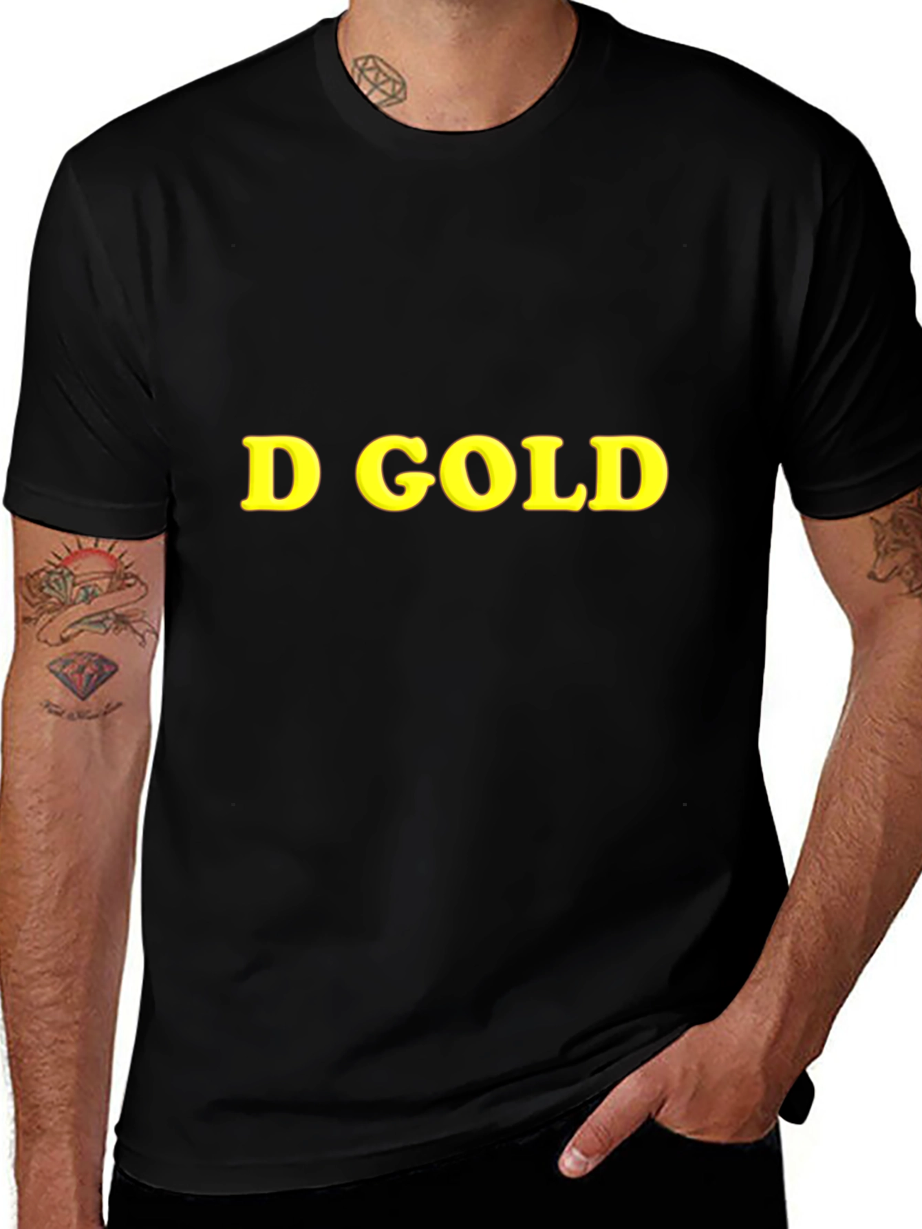 D Gold Graphic Black T-Shirt