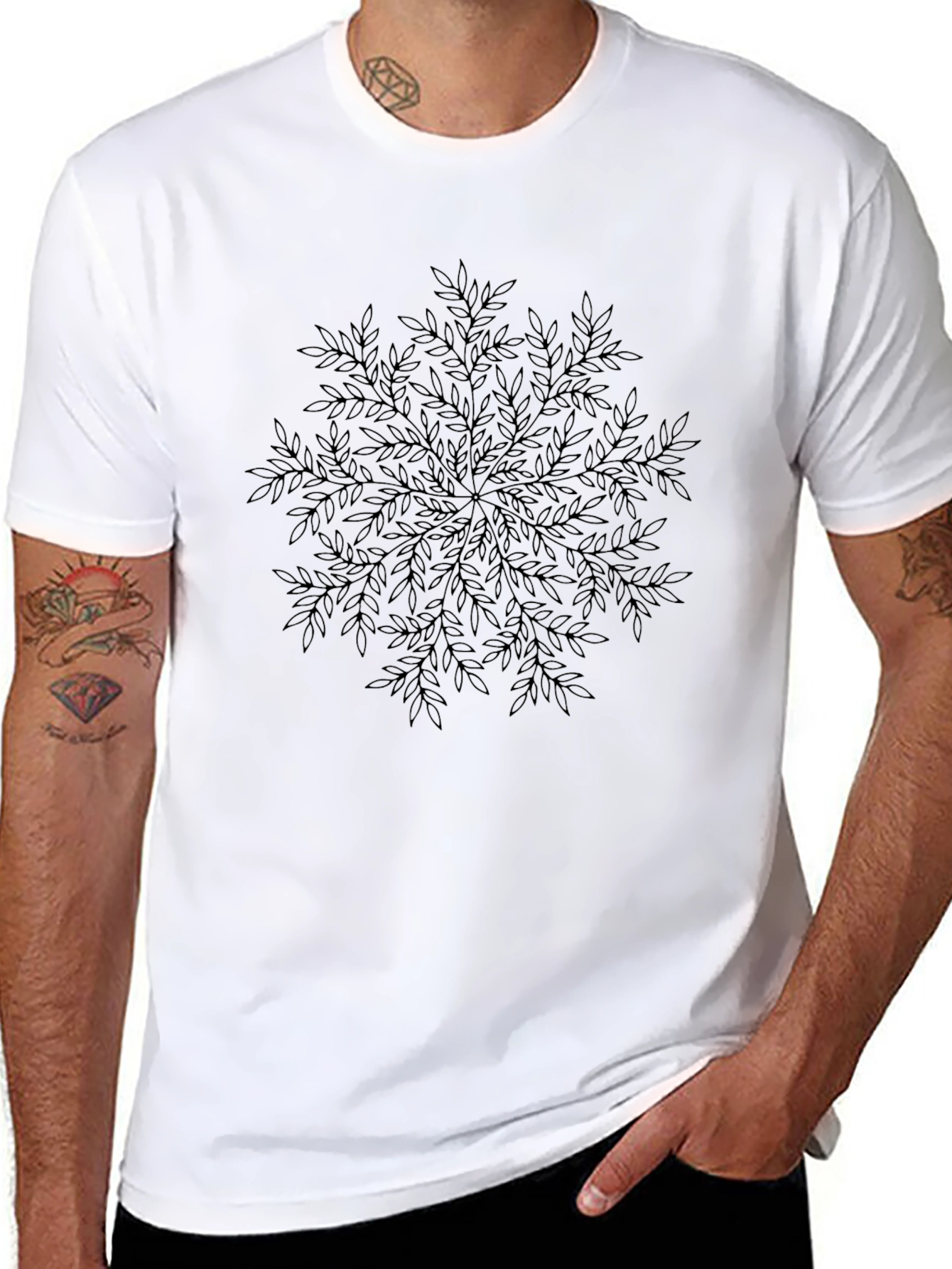 Leaf Mandala Graphic Black Tee
