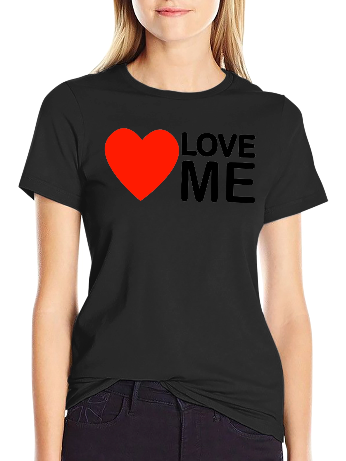 Love Me Graphic Tee - Black Cotton Casual Wear