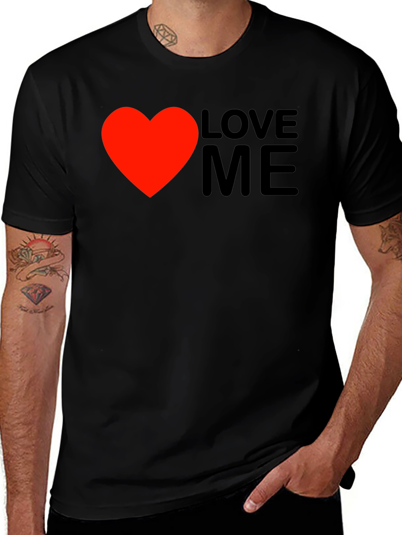 Love Me Graphic Tee - Black Cotton Casual Wear