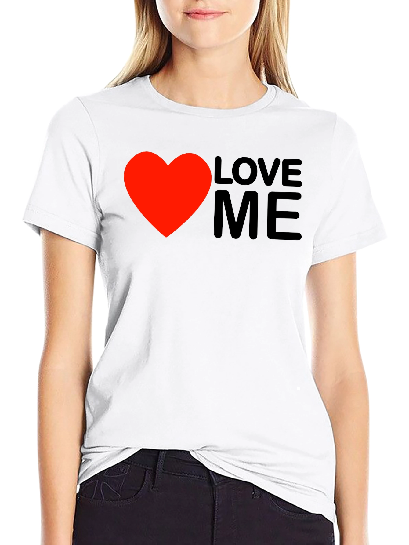 Love Me Graphic Tee - Black Cotton Casual Wear