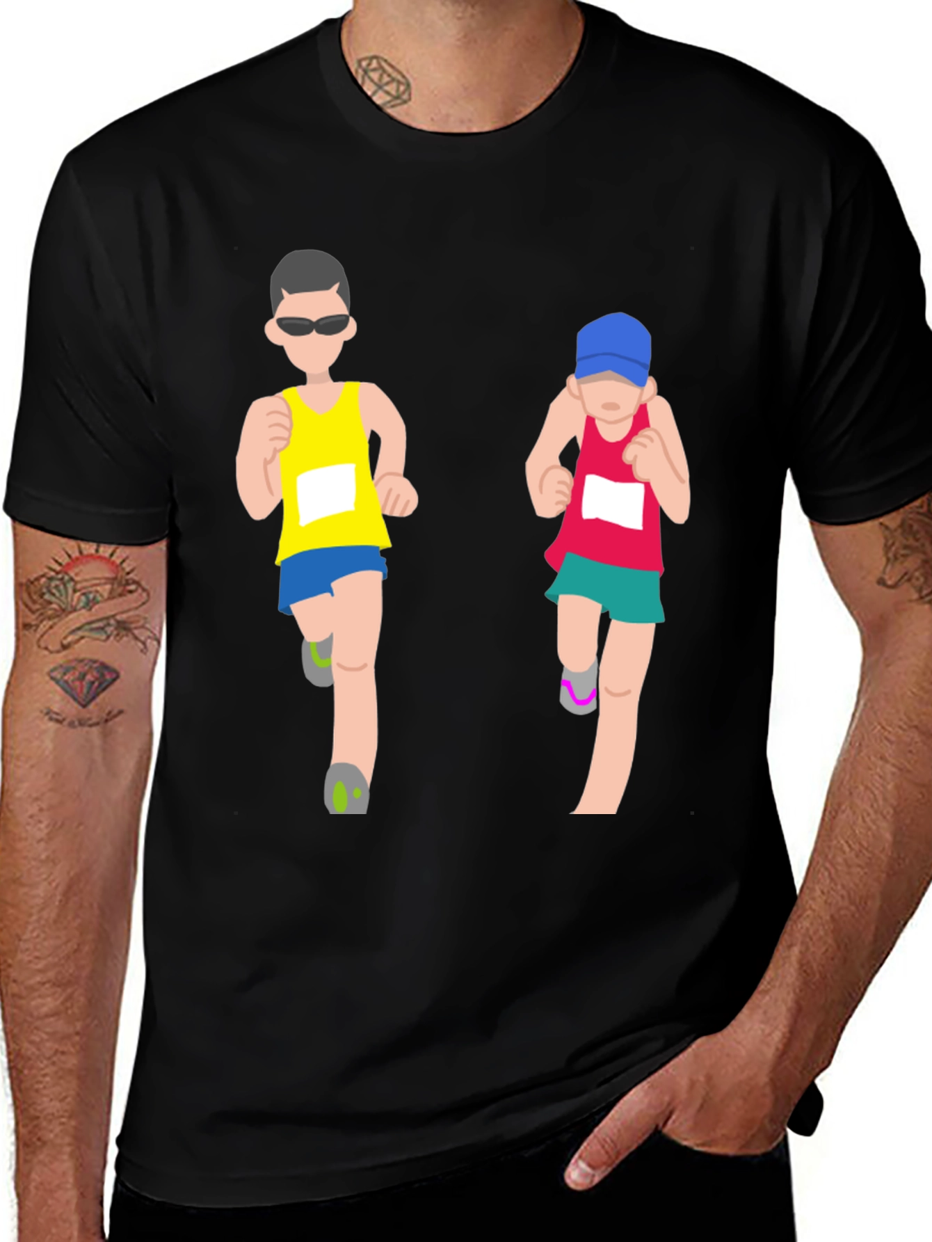 Running Couple Graphic Tee - Black T-Shirt