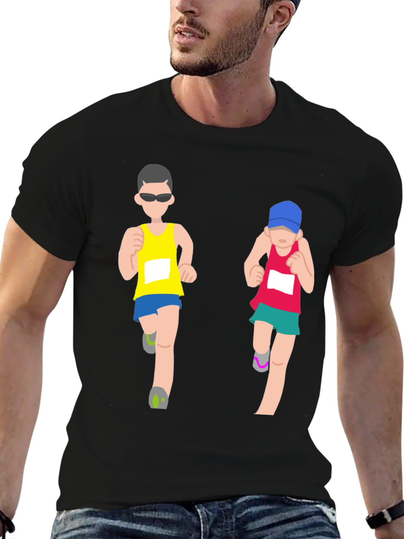 Running Couple Graphic Tee - Black T-Shirt
