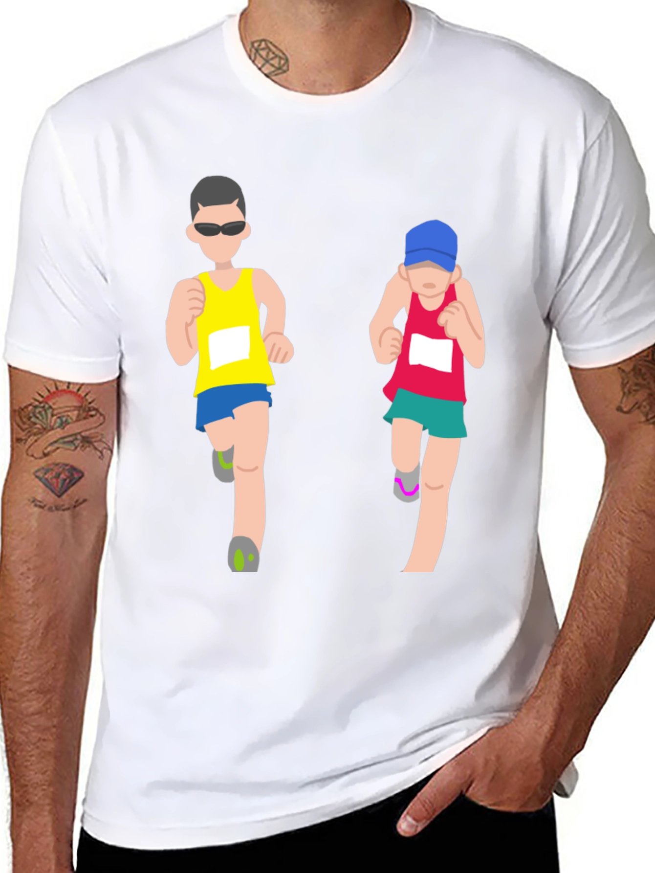 Running Couple Graphic Tee - Black T-Shirt