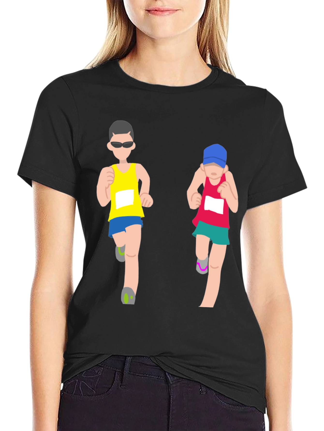 Running Couple Graphic Tee - Black T-Shirt
