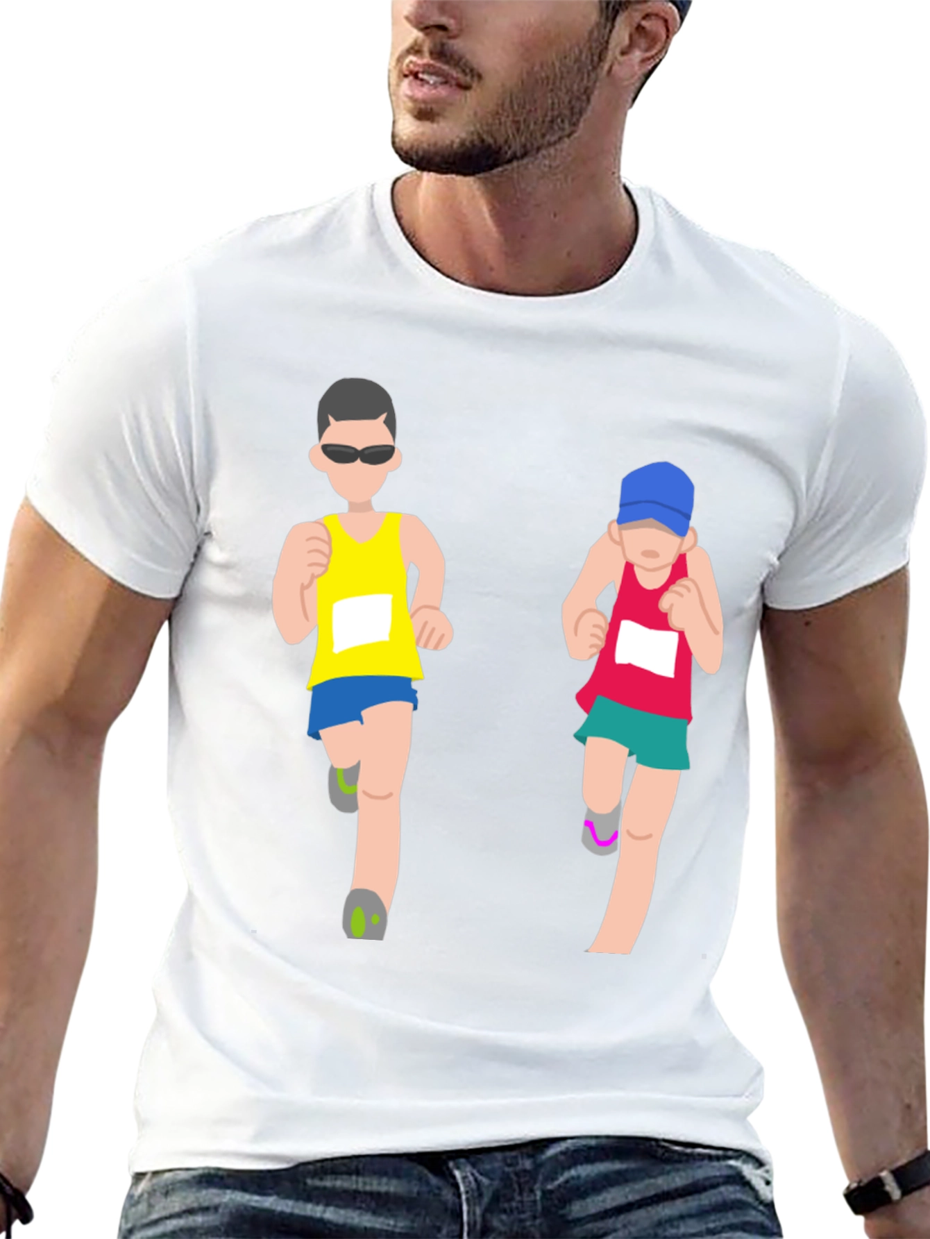 Running Couple Graphic Tee - Black T-Shirt
