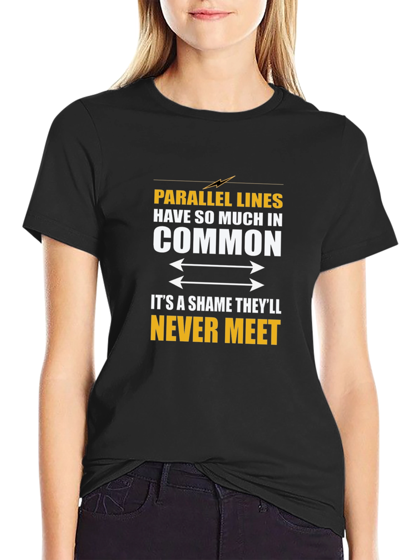 Parallel Lines Humor Black T-Shirt