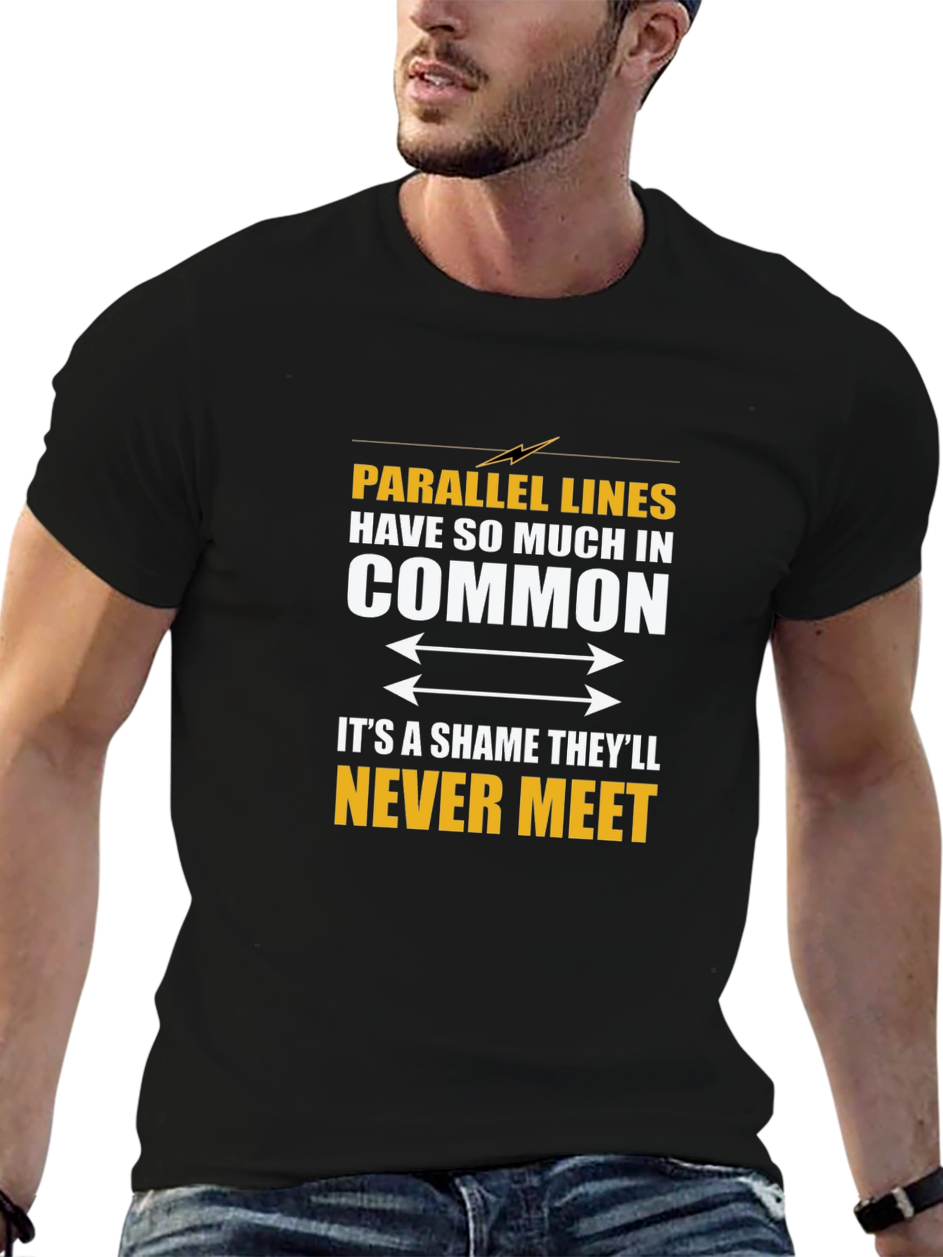 Parallel Lines Humor Black T-Shirt