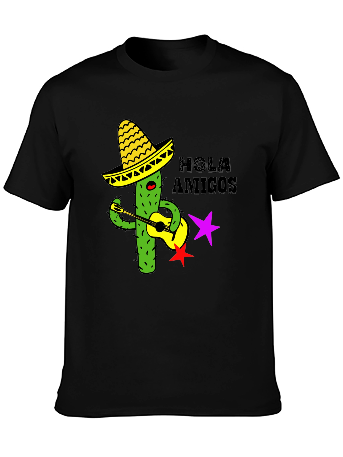 Hola Amigos Cactus Guitar T-Shirt