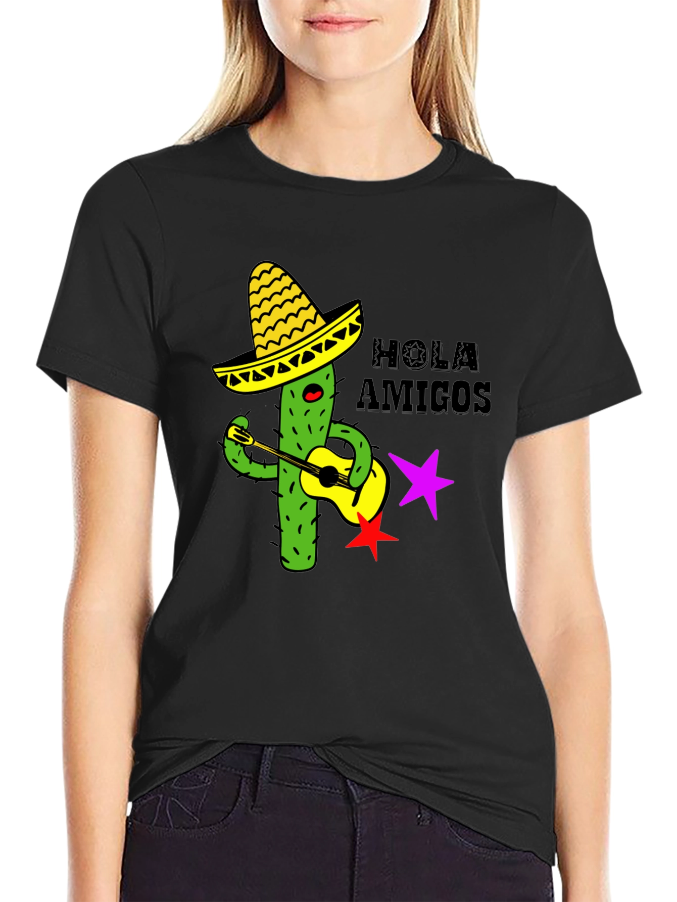 Hola Amigos Cactus Guitar T-Shirt