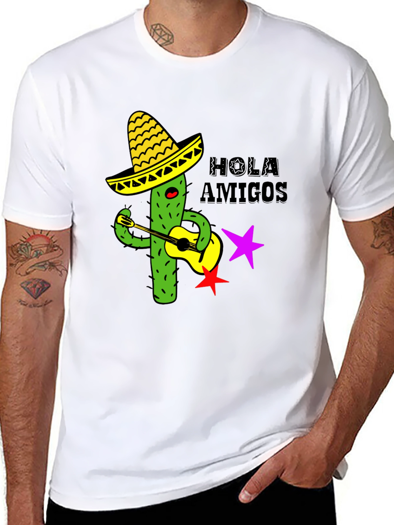 Hola Amigos Cactus Guitar T-Shirt