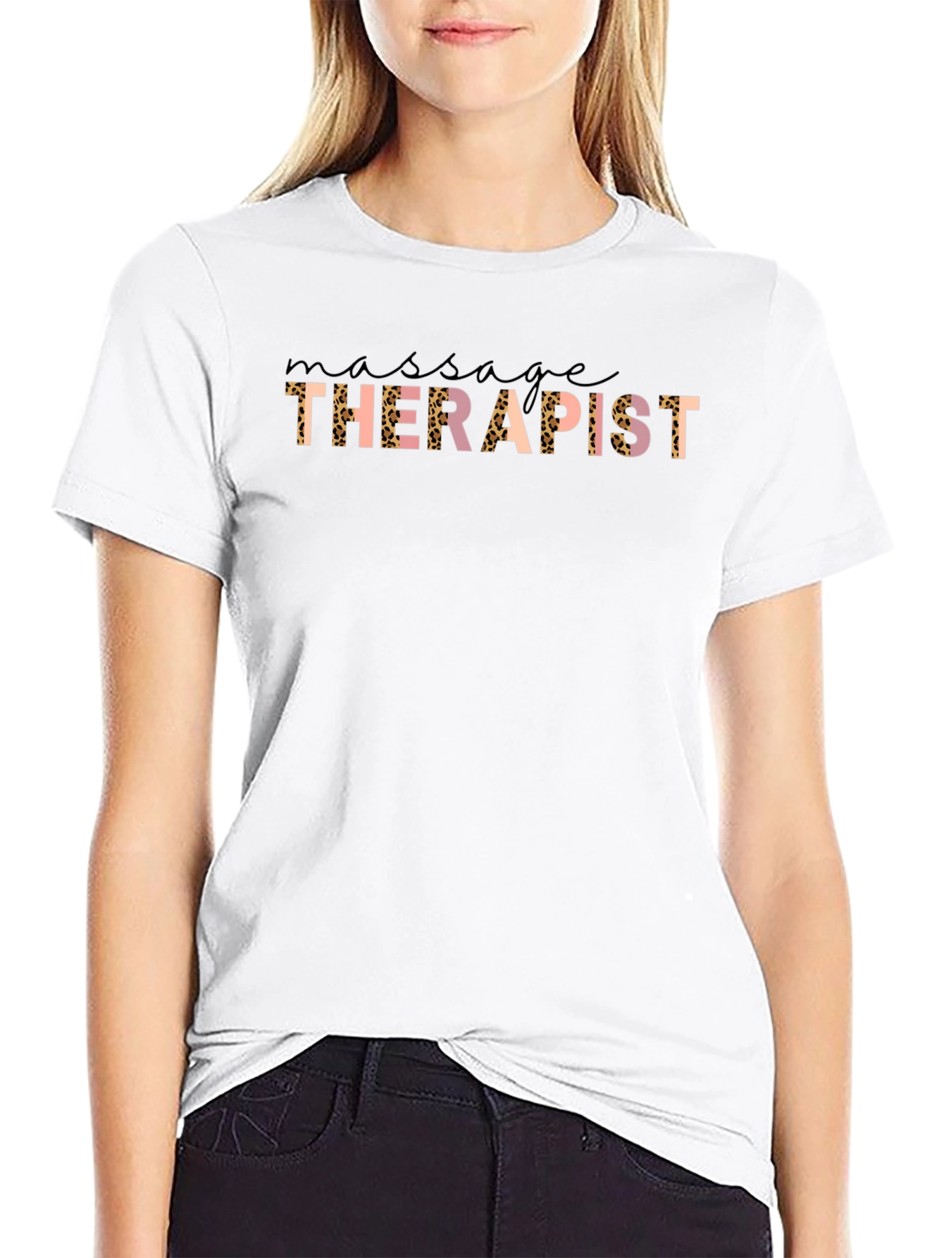 Massage Therapist Leopard Print Graphic Tee