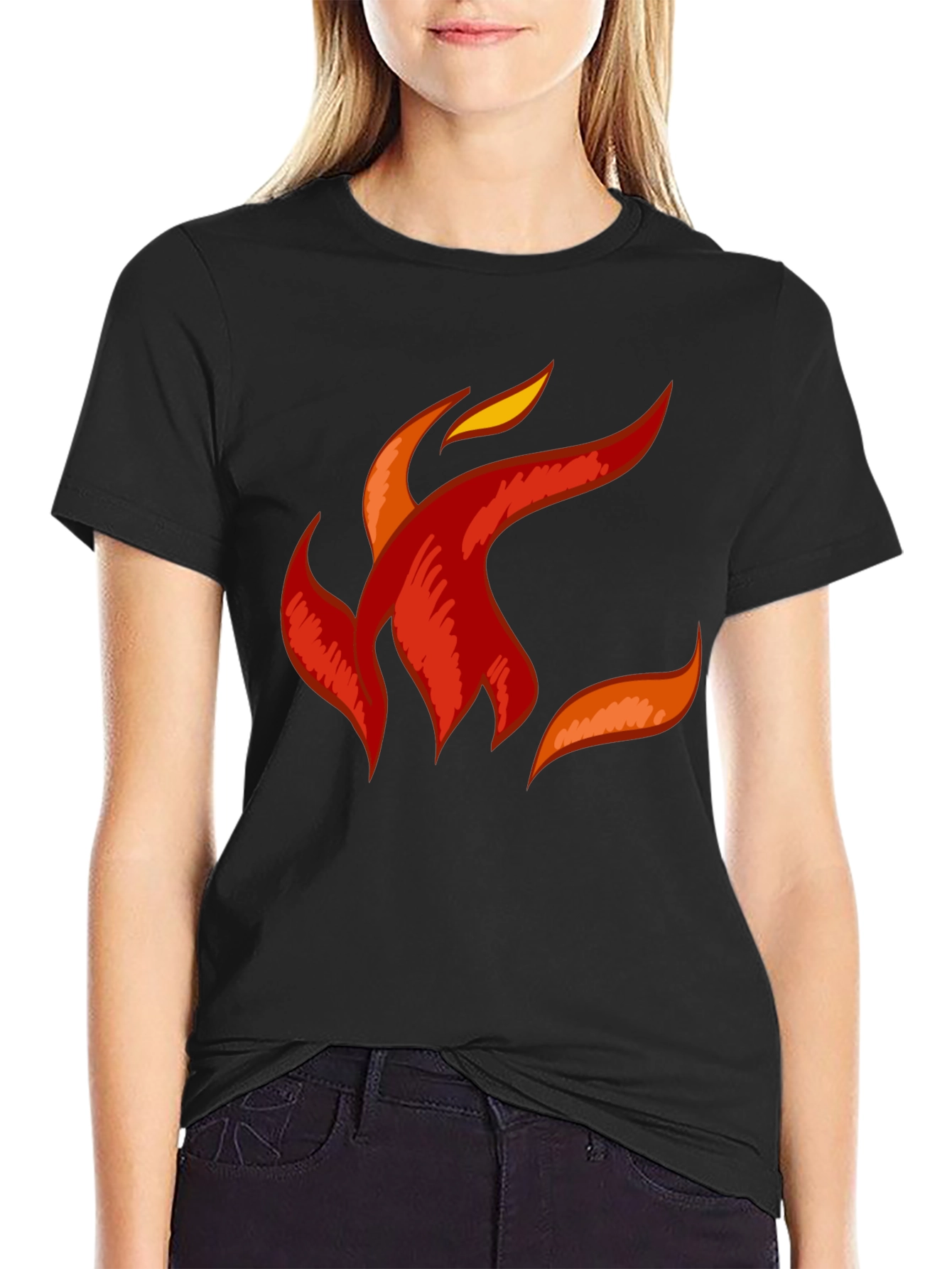 Fiery Flame Graphic Tee - Black Cotton Comfort