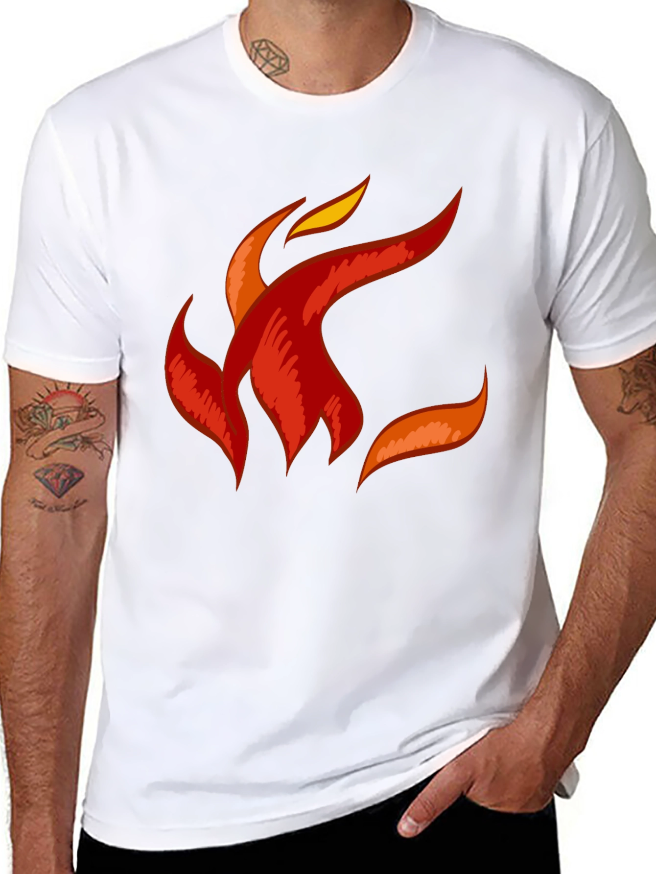 Fiery Flame Graphic Tee - Black Cotton Comfort