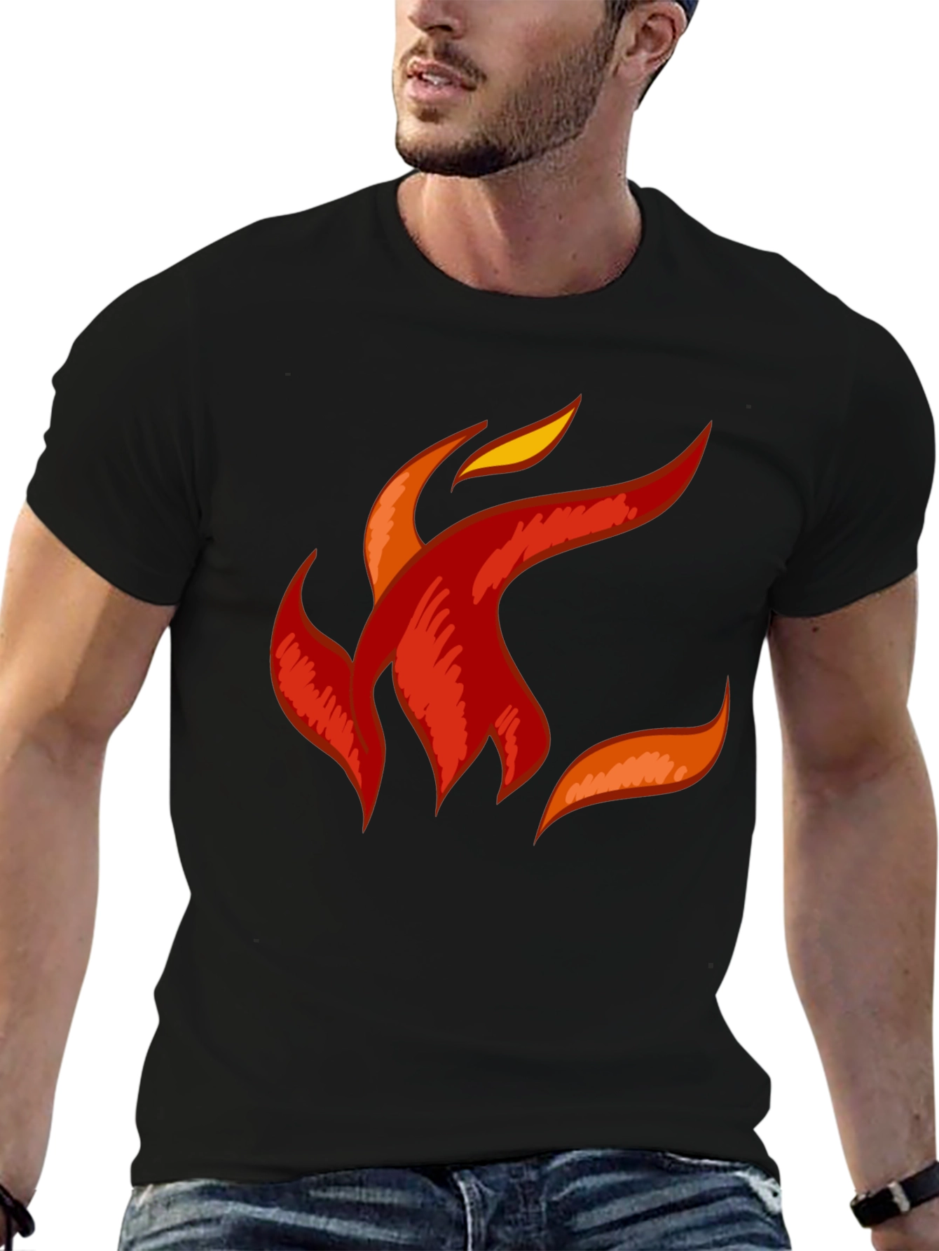 Fiery Flame Graphic Tee - Black Cotton Comfort