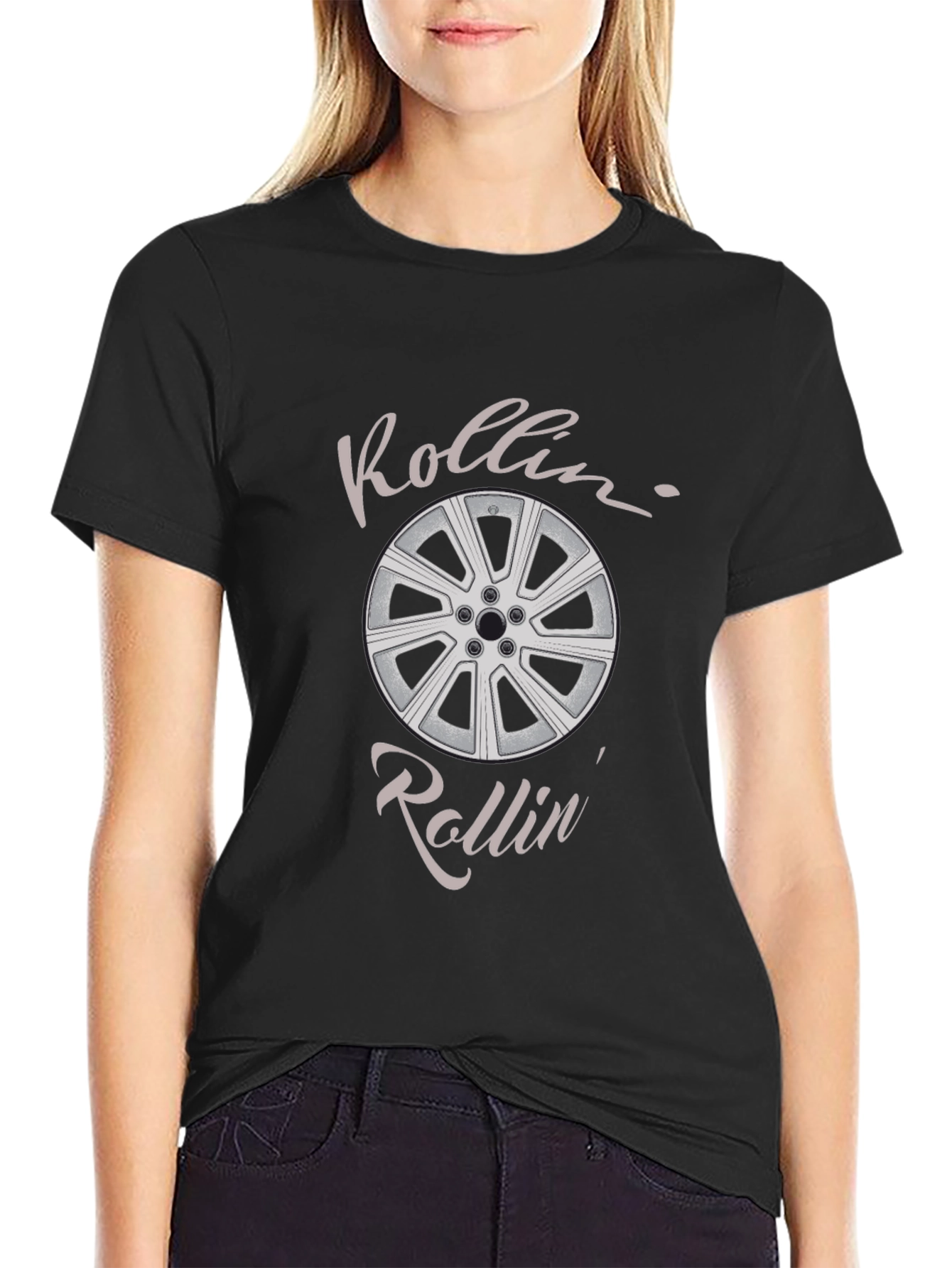 Rollin Car Wheel Graphic Tee - Black