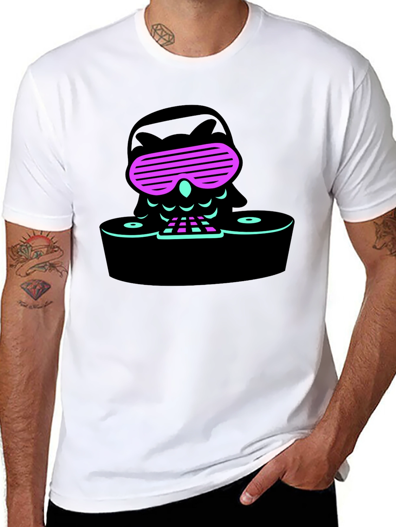 Cool Owl DJ Black T-Shirt