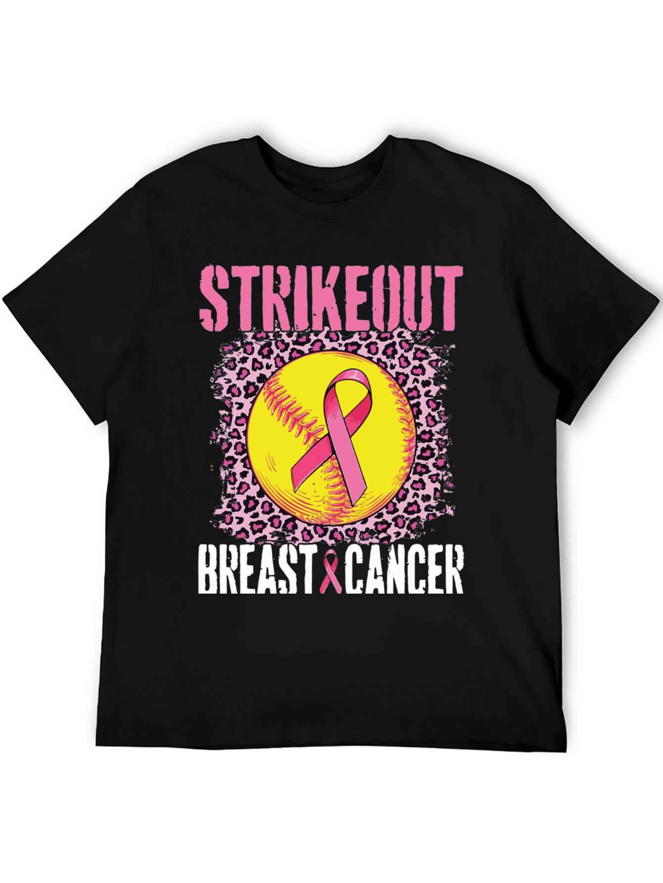 Strikeout Breast Cancer T-Shirt - Softball Ribbon