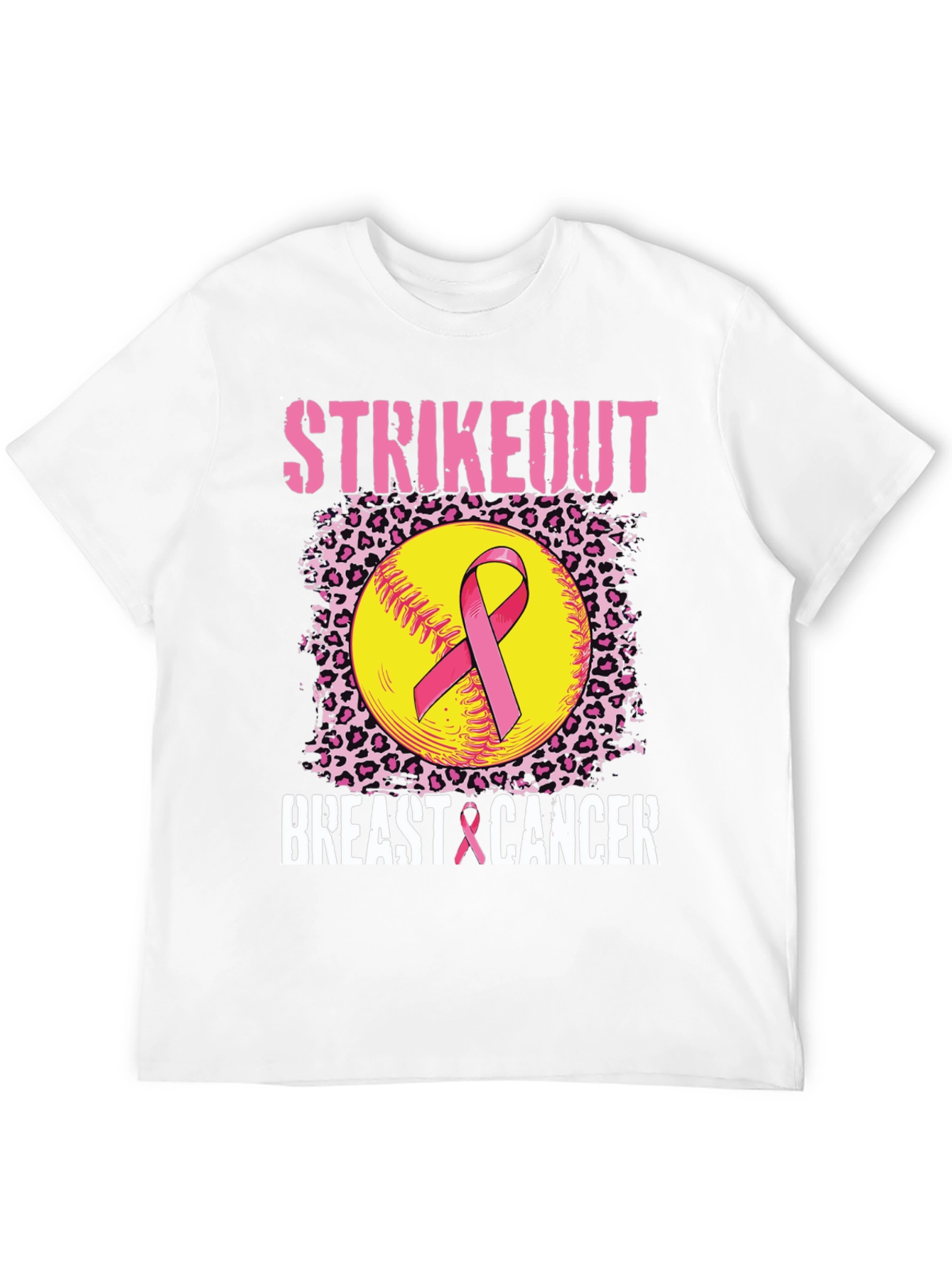 Strikeout Breast Cancer T-Shirt - Softball Ribbon