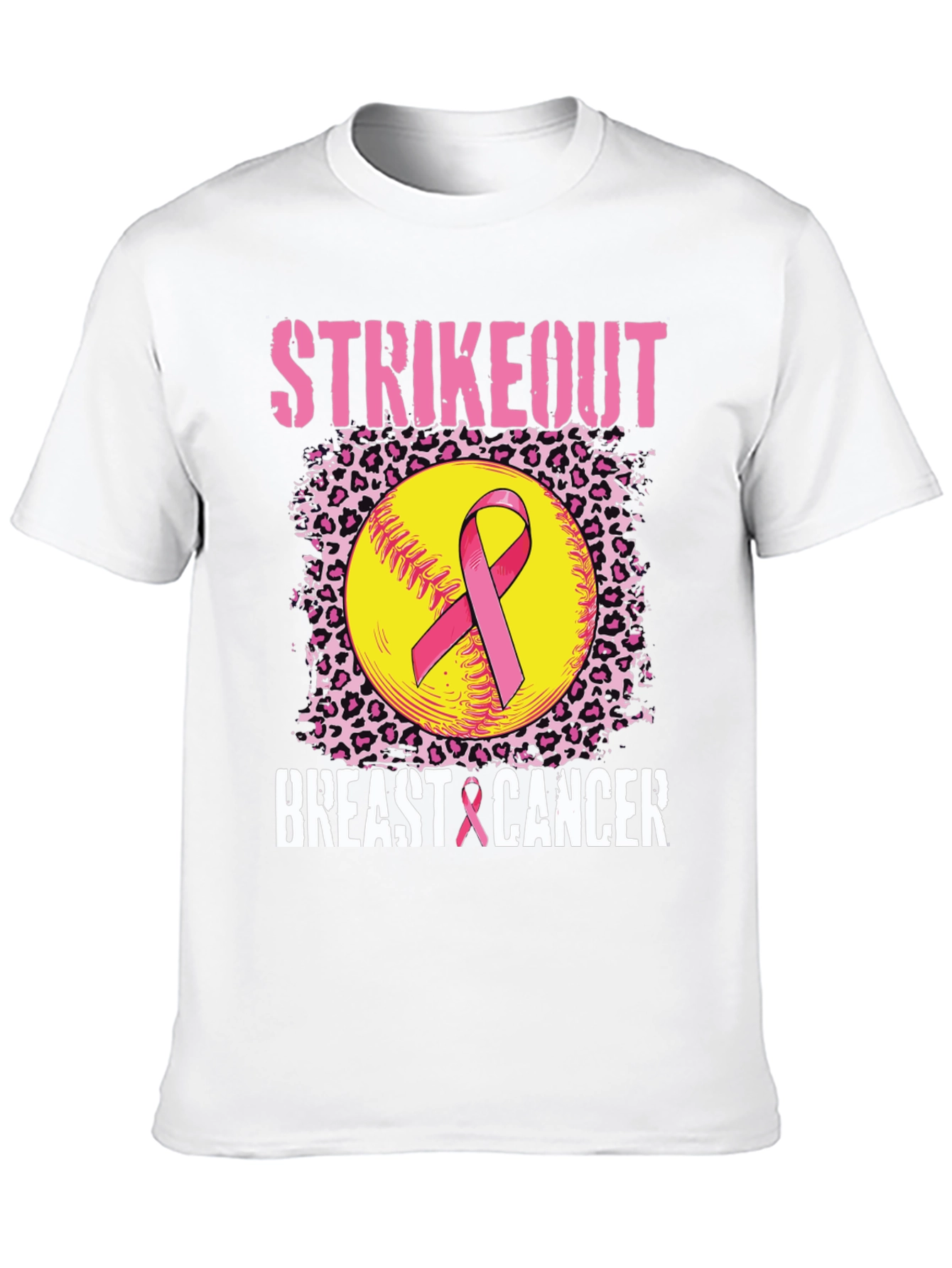 Strikeout Breast Cancer T-Shirt - Softball Ribbon