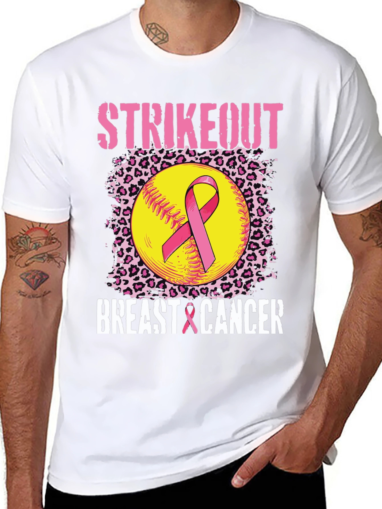 Strikeout Breast Cancer T-Shirt - Softball Ribbon