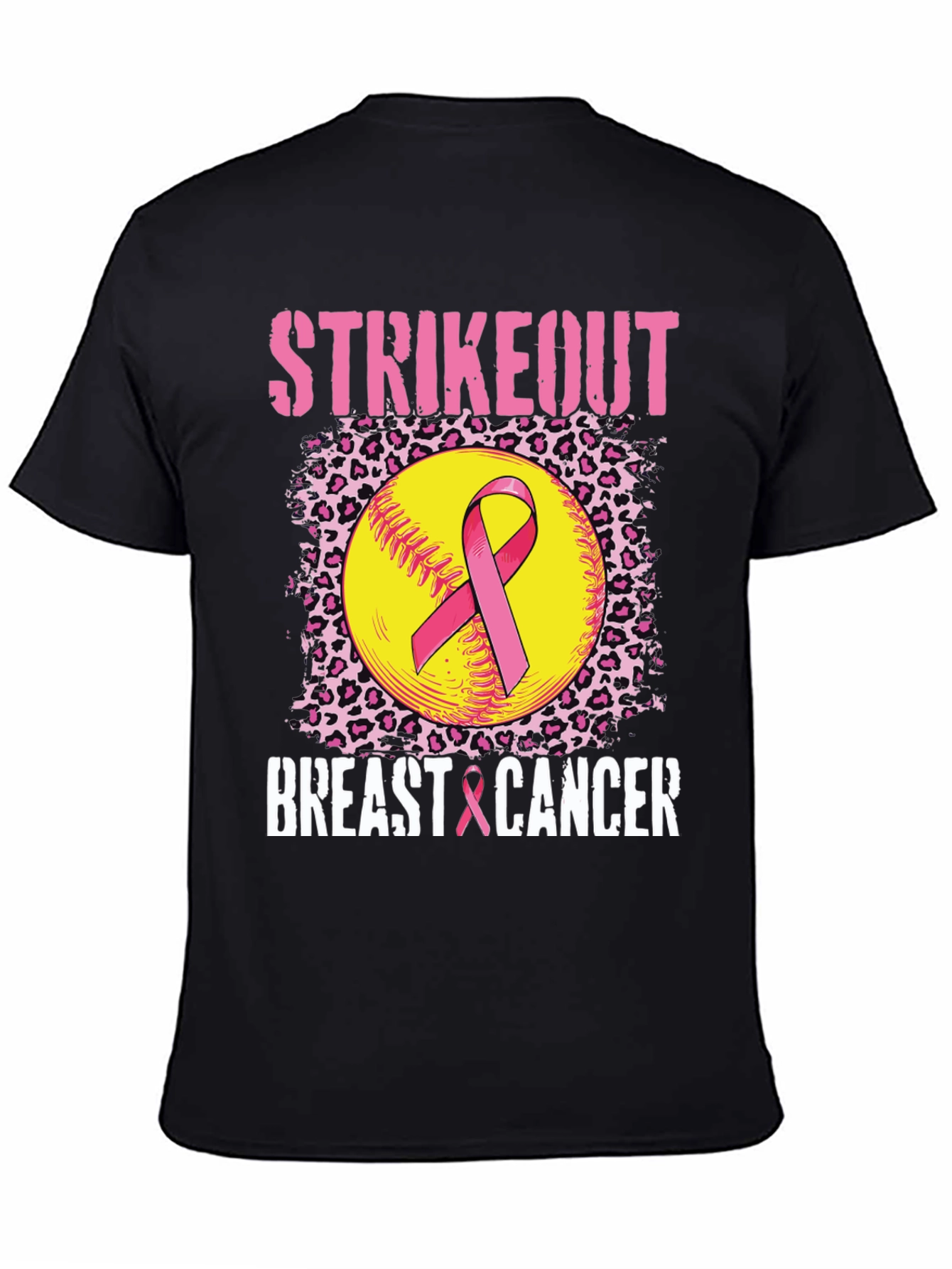 Strikeout Breast Cancer T-Shirt - Softball Ribbon