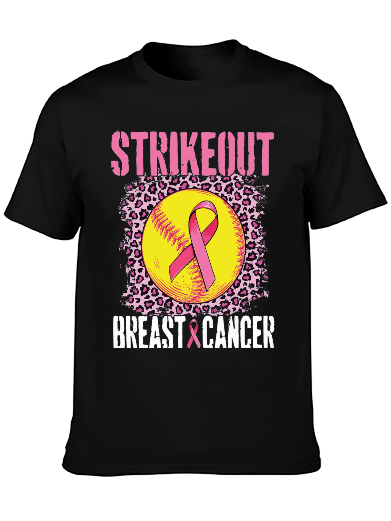 Strikeout Breast Cancer T-Shirt - Softball Ribbon