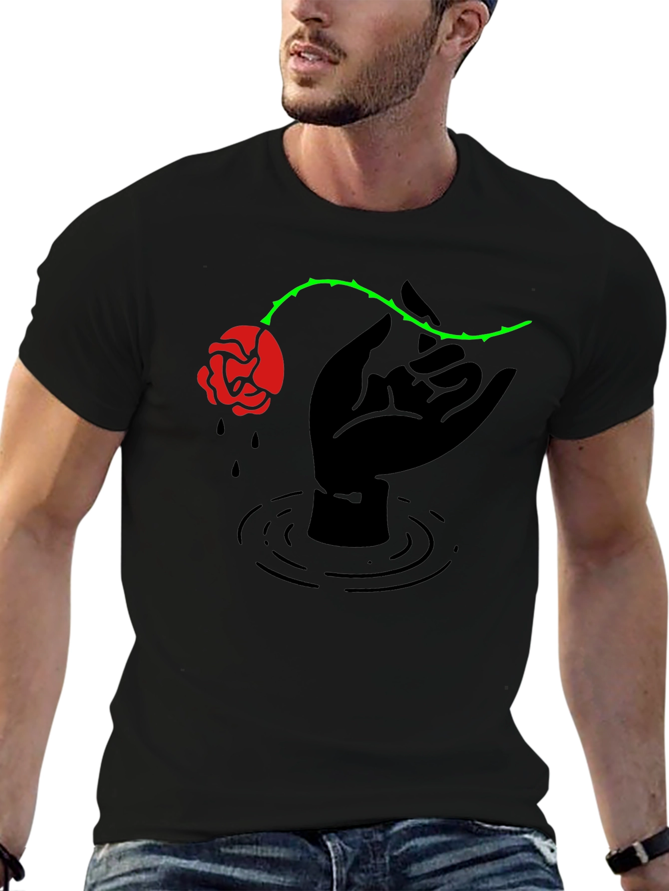 Rose Hand Graphic Tee - Edgy Streetwear