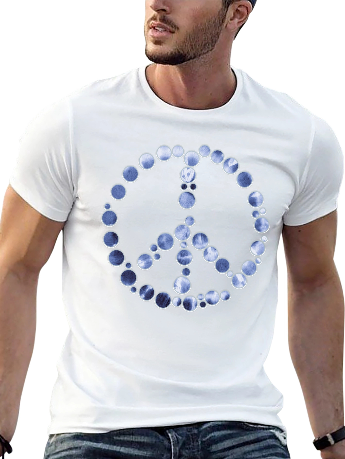 Peace Sign Graphic Tee - Black Cotton Blend