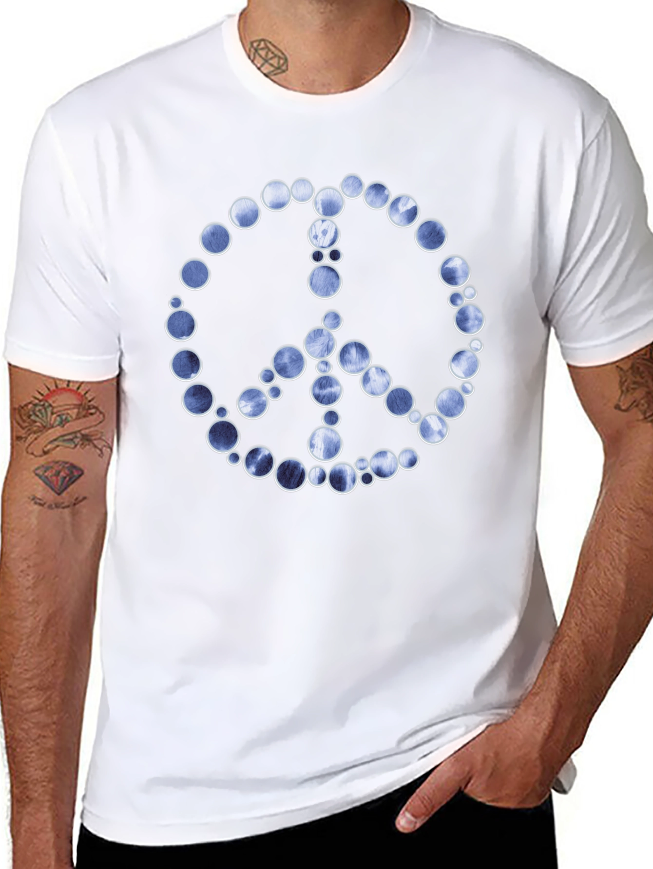 Peace Sign Graphic Tee - Black Cotton Blend