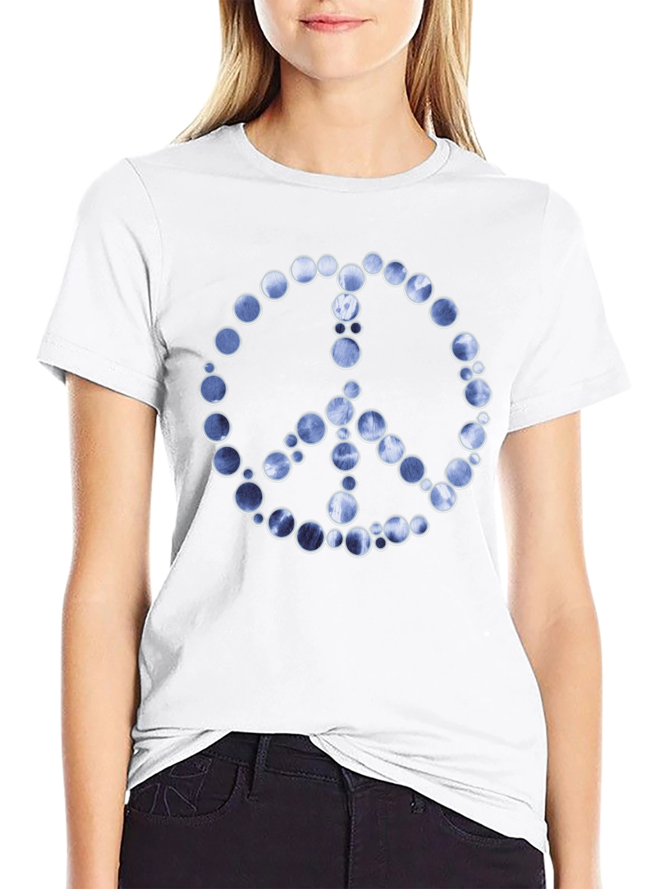 Peace Sign Graphic Tee - Black Cotton Blend