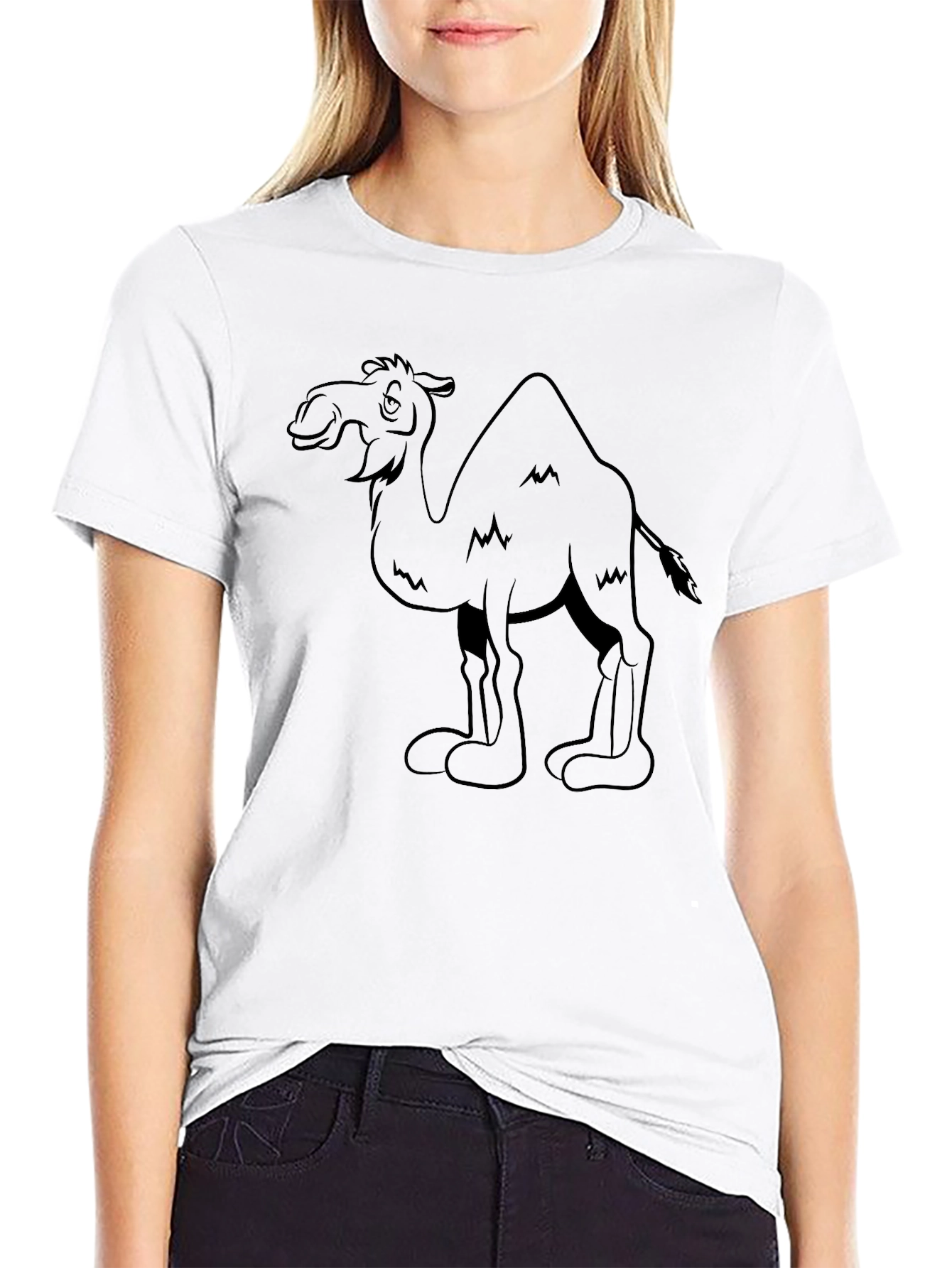 Camel Graphic Tee - Black Cotton T-Shirt