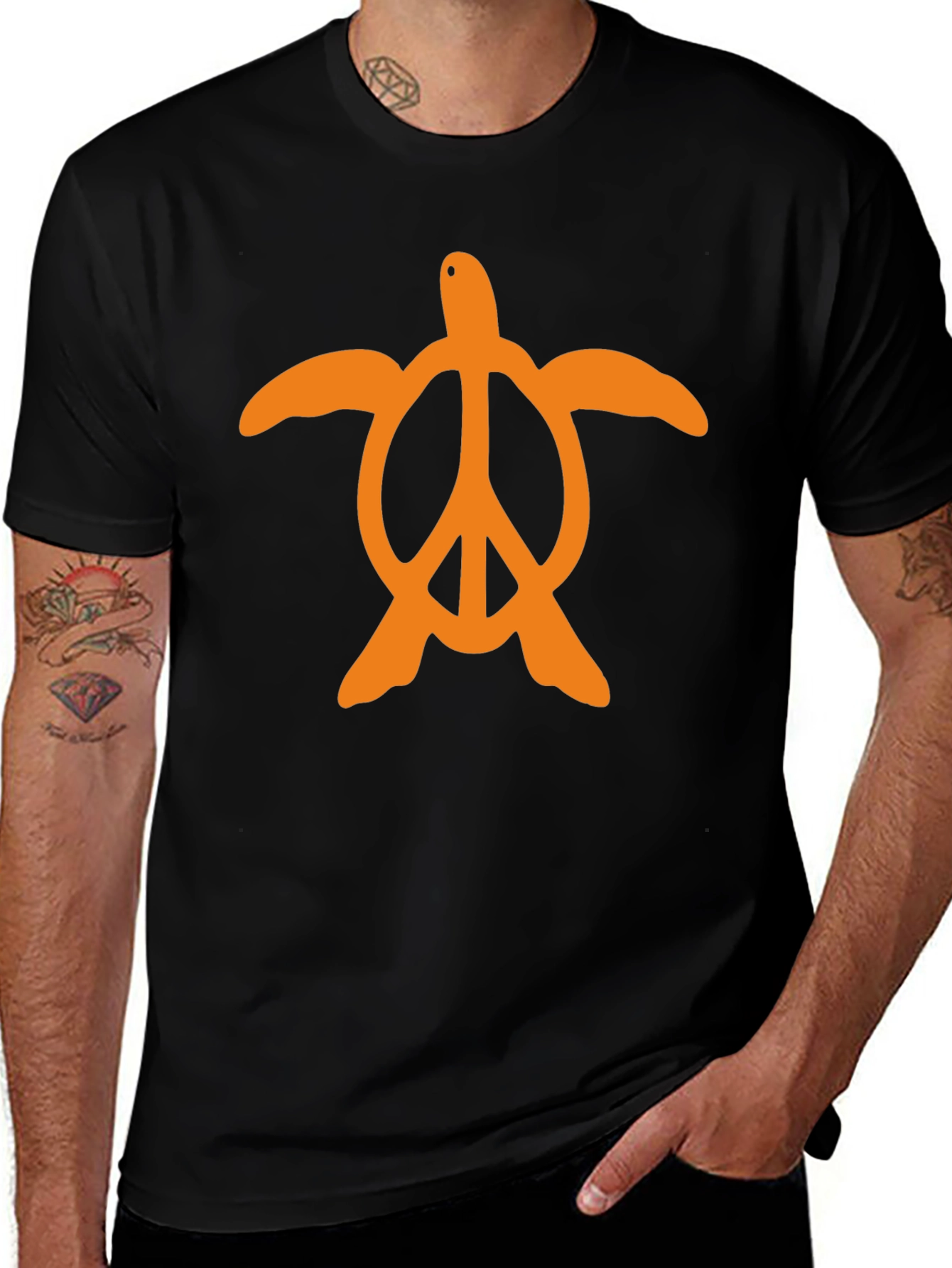 Turtle Peace Sign T-Shirt - Black