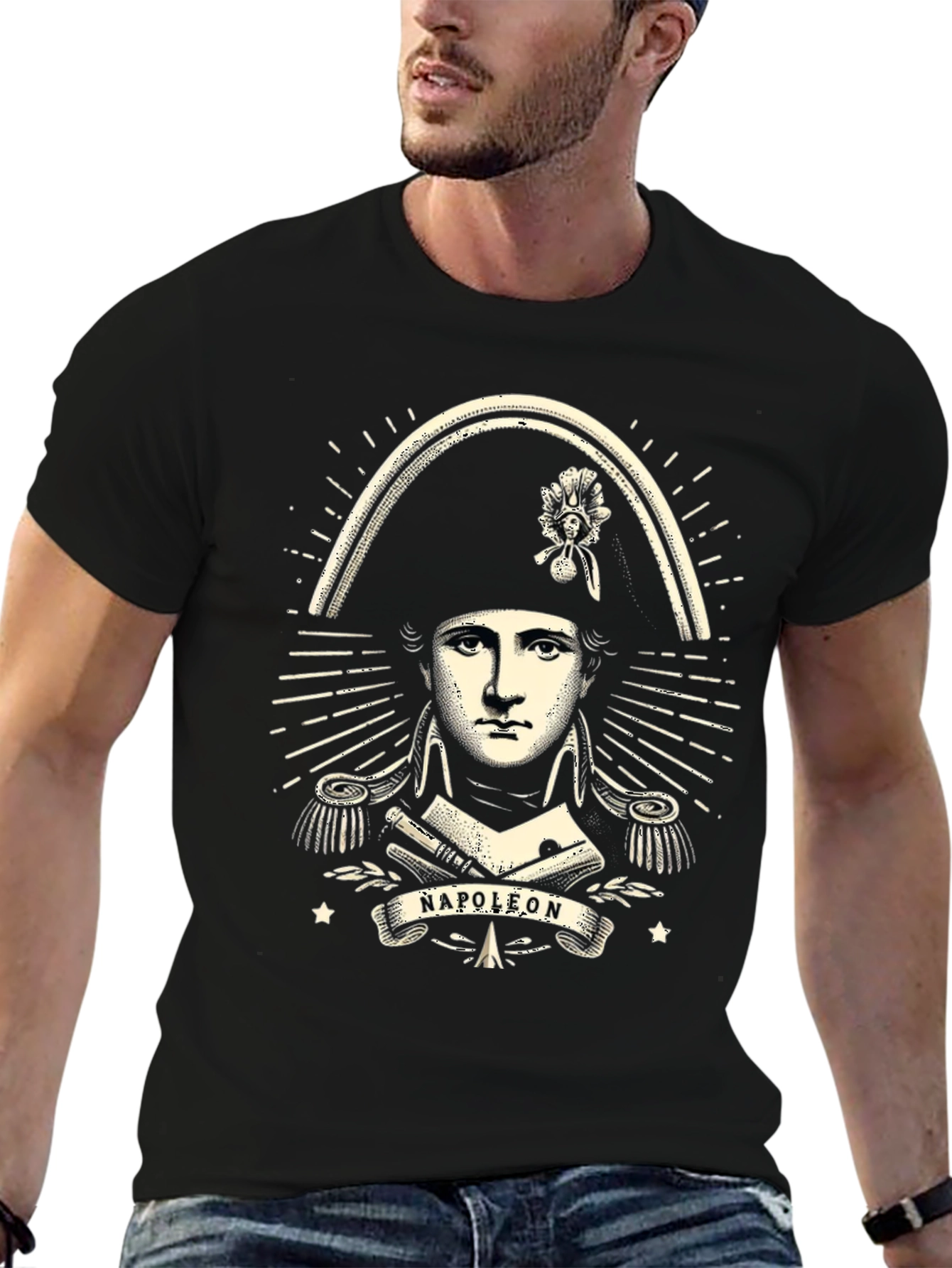 Napoleon Bonaparte Graphic Print Black T-Shirt