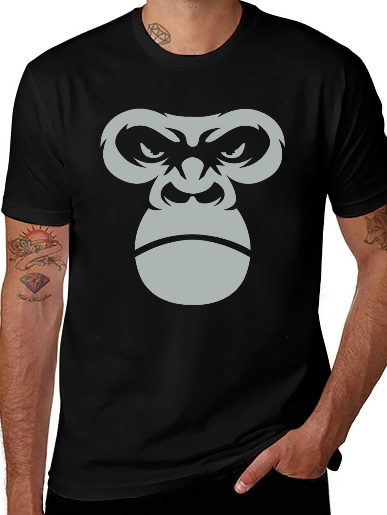 Angry Gorilla Graphic T-Shirt - Black