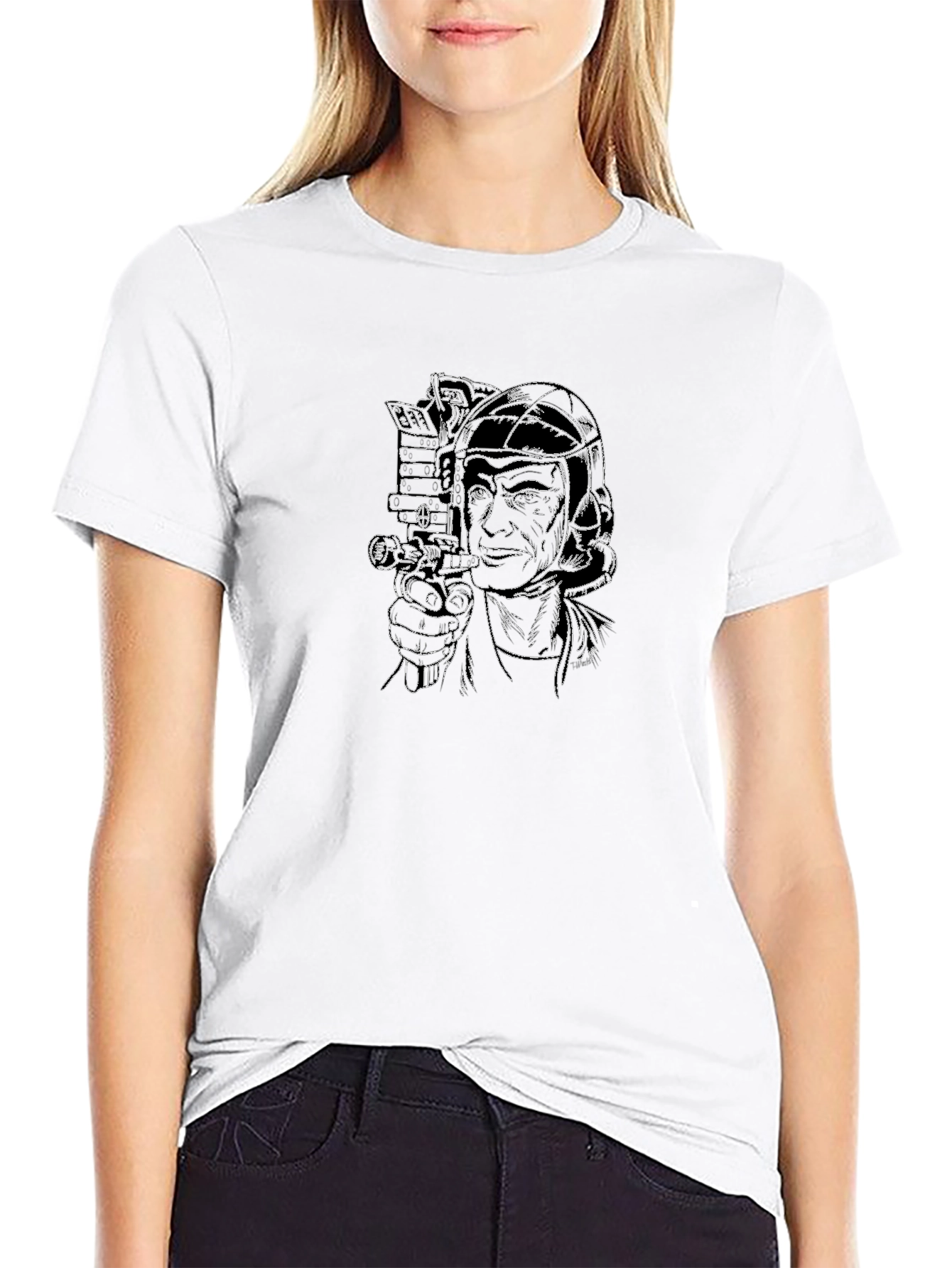 Retro Sci-Fi Pilot T-Shirt - Black