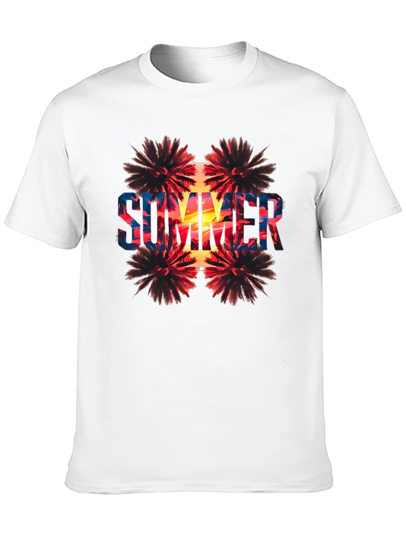 Summer Palm Tree Graphic Print Black T-Shirt