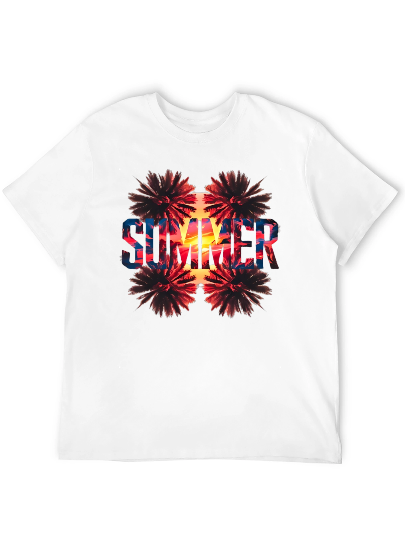 Summer Palm Tree Graphic Print Black T-Shirt