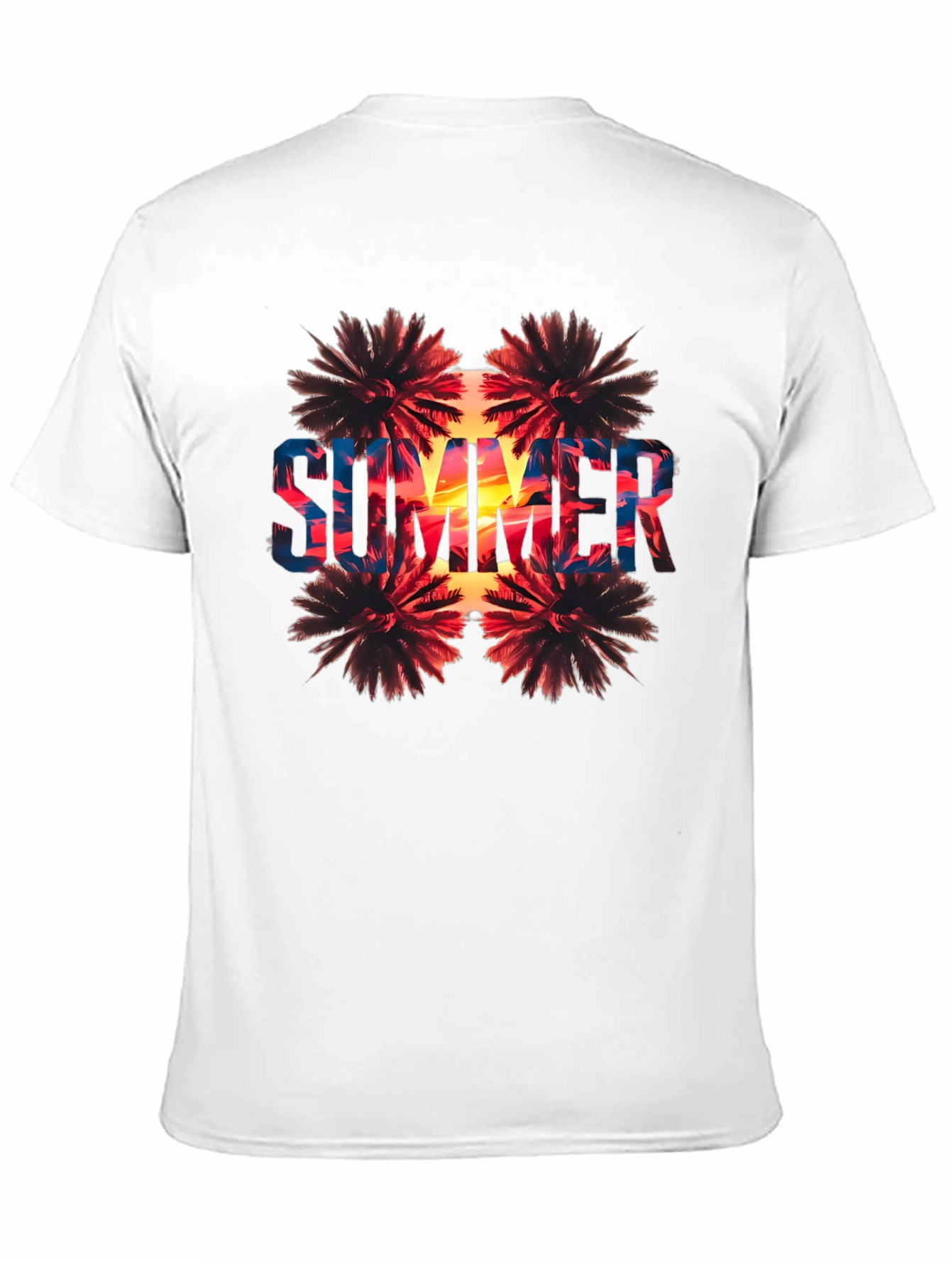 Summer Palm Tree Graphic Print Black T-Shirt