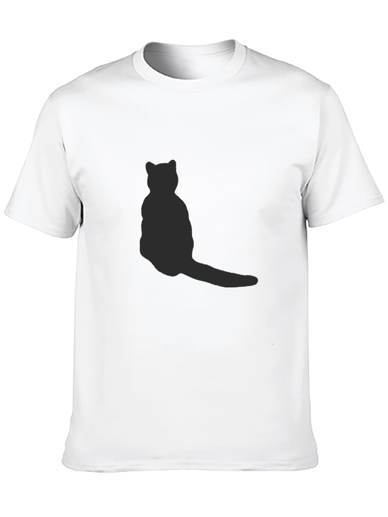 Mens Black T-Shirt with Cat Silhouette