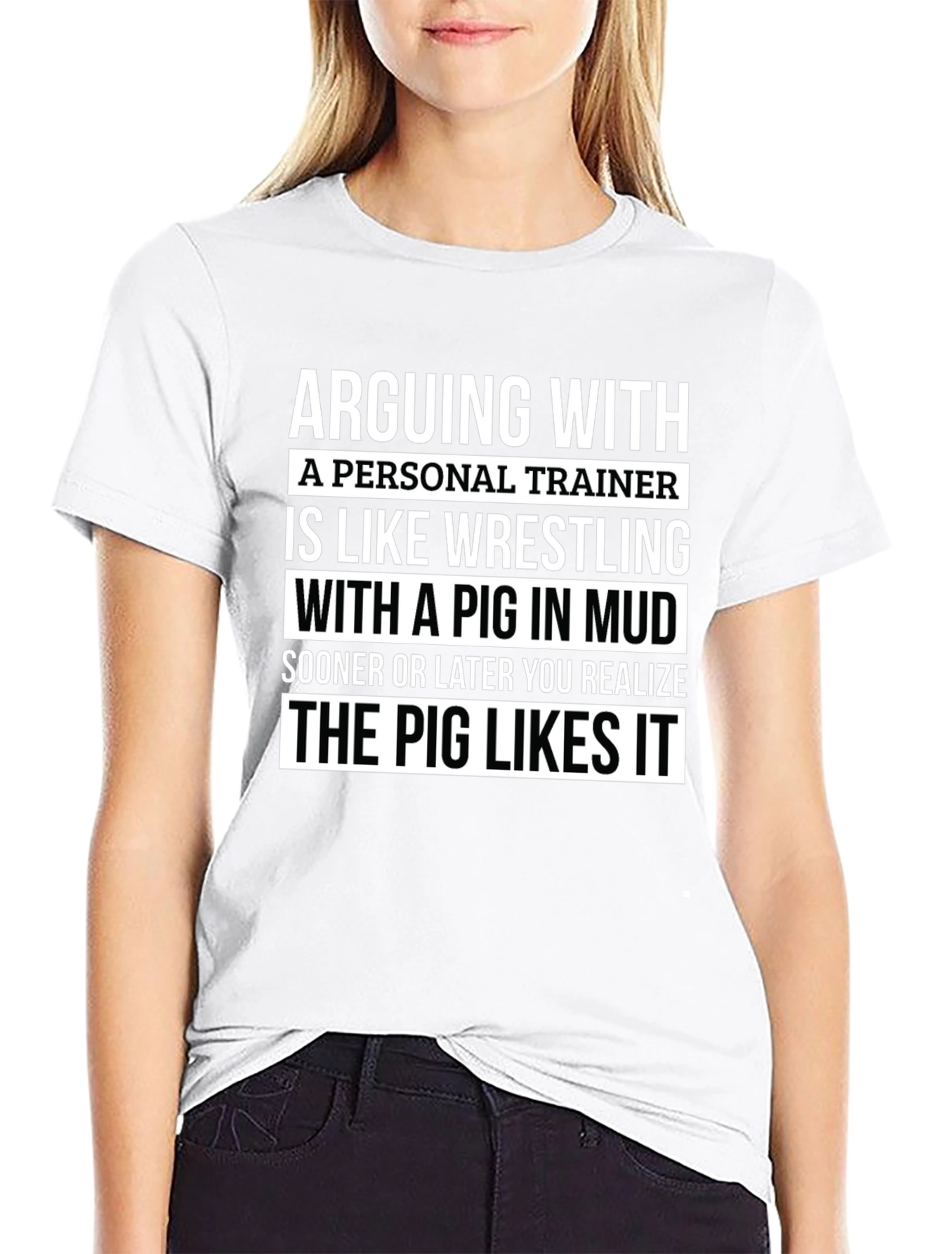 Personal Trainer Pig in Mud Graphic T-Shirt