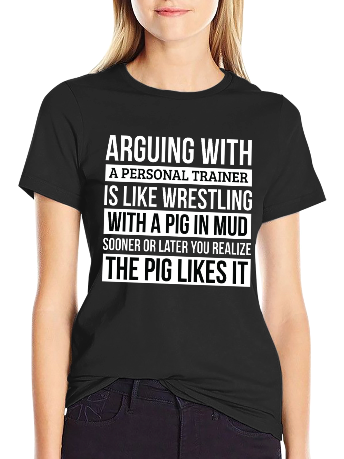 Personal Trainer Pig in Mud Graphic T-Shirt