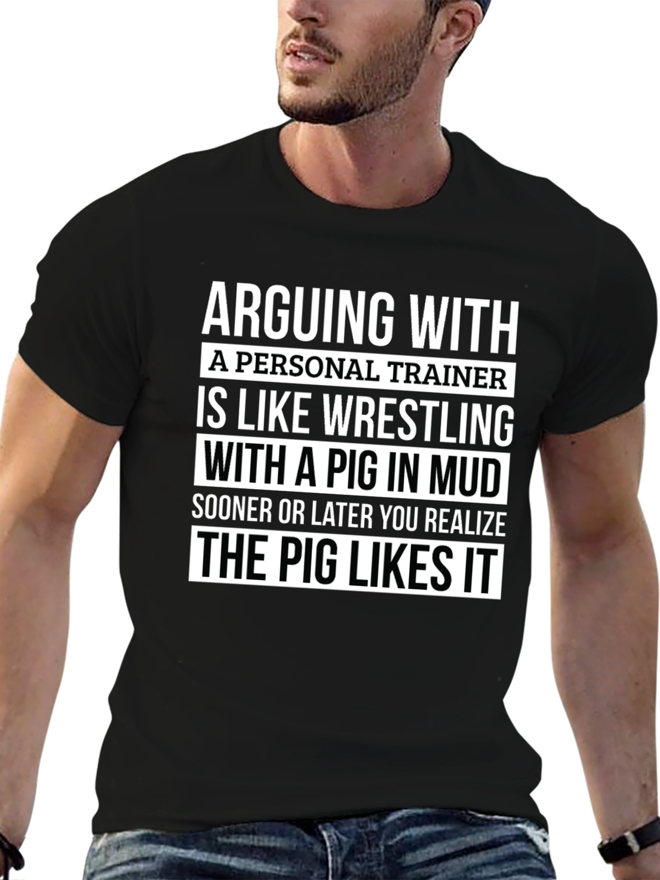 Personal Trainer Pig in Mud Graphic T-Shirt
