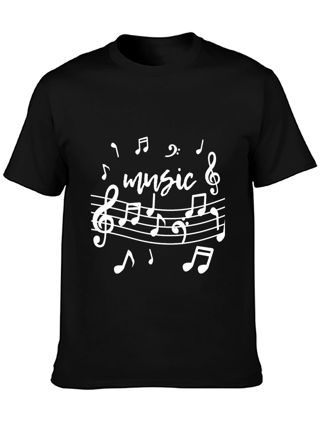 Music Notes Graphic Print Crew Neck T-Shirt