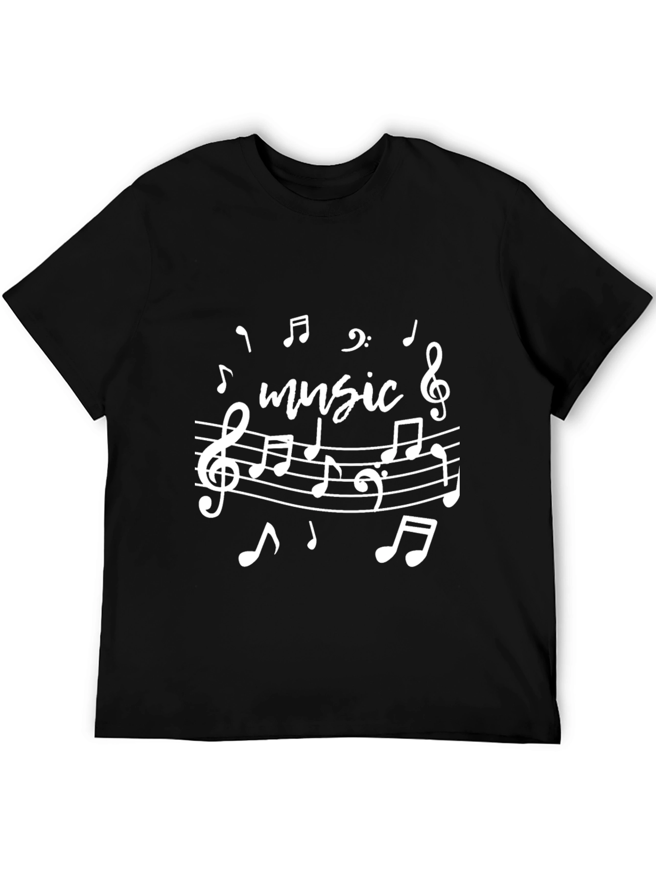 Music Notes Graphic Print Crew Neck T-Shirt