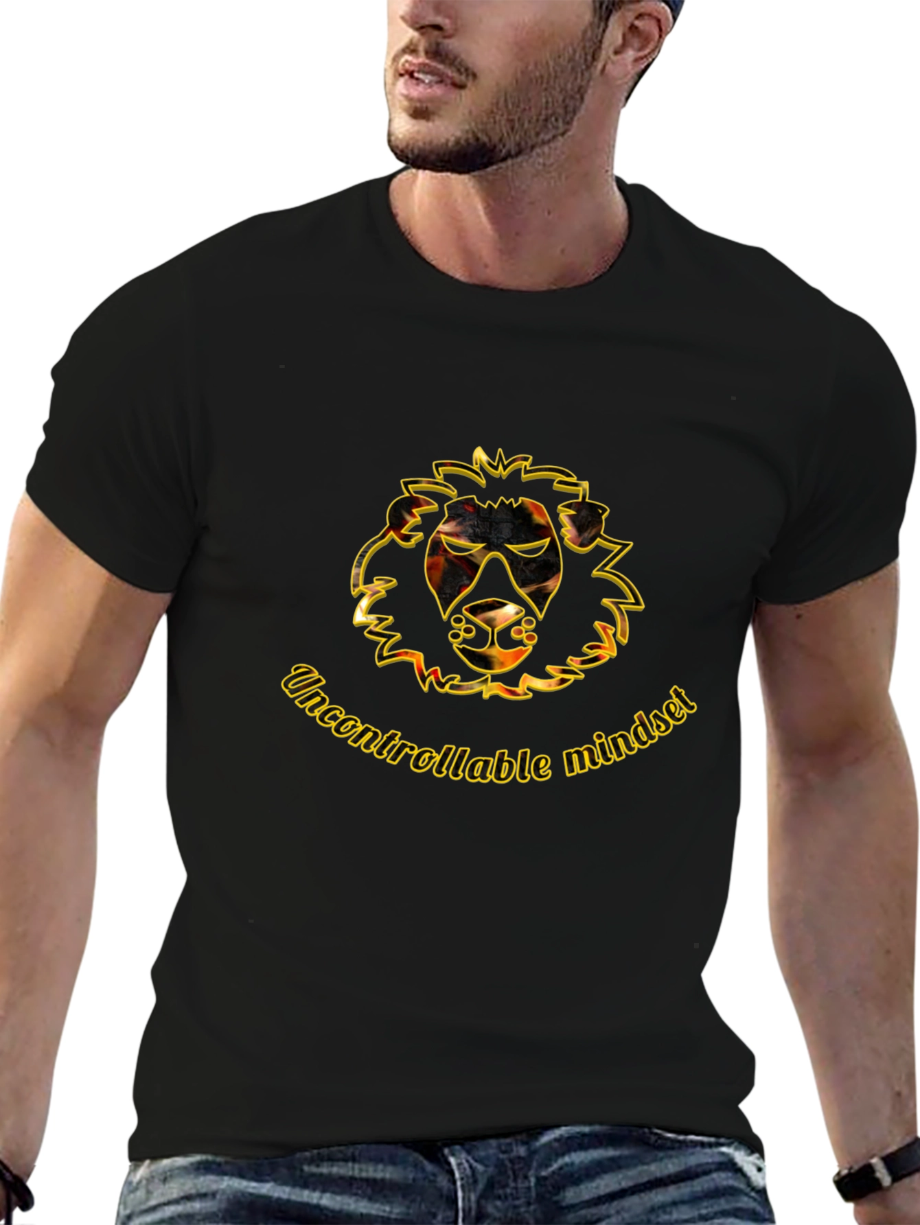 Uncontrollable Mindset Lion Graphic Tee - Black