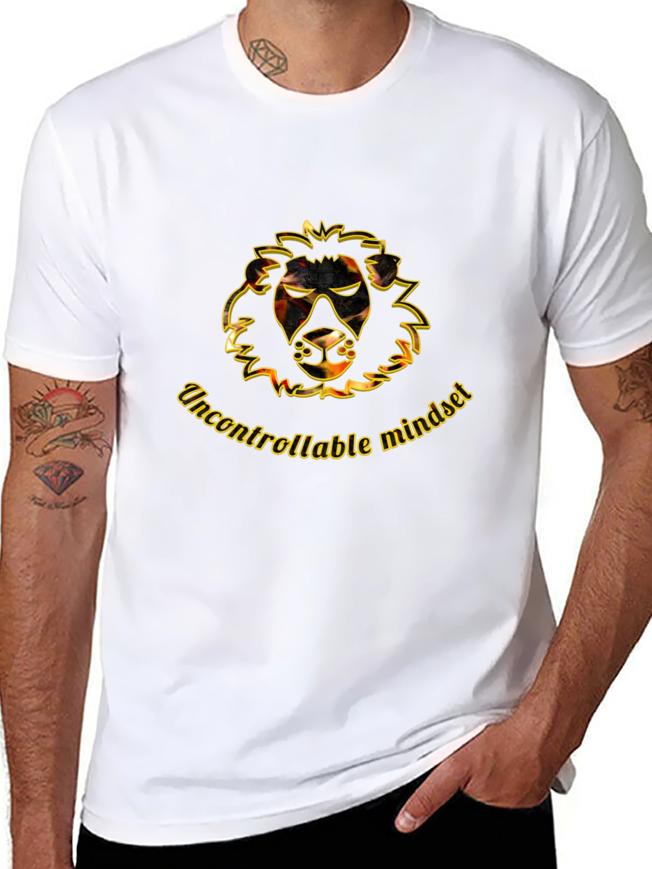 Uncontrollable Mindset Lion Graphic Tee - Black