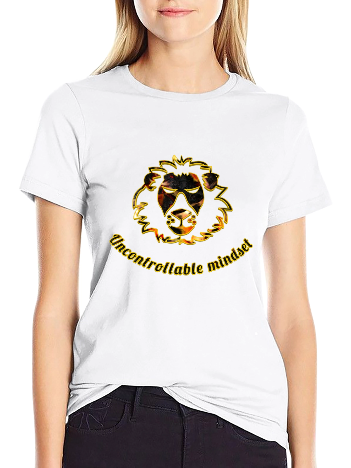 Uncontrollable Mindset Lion Graphic Tee - Black