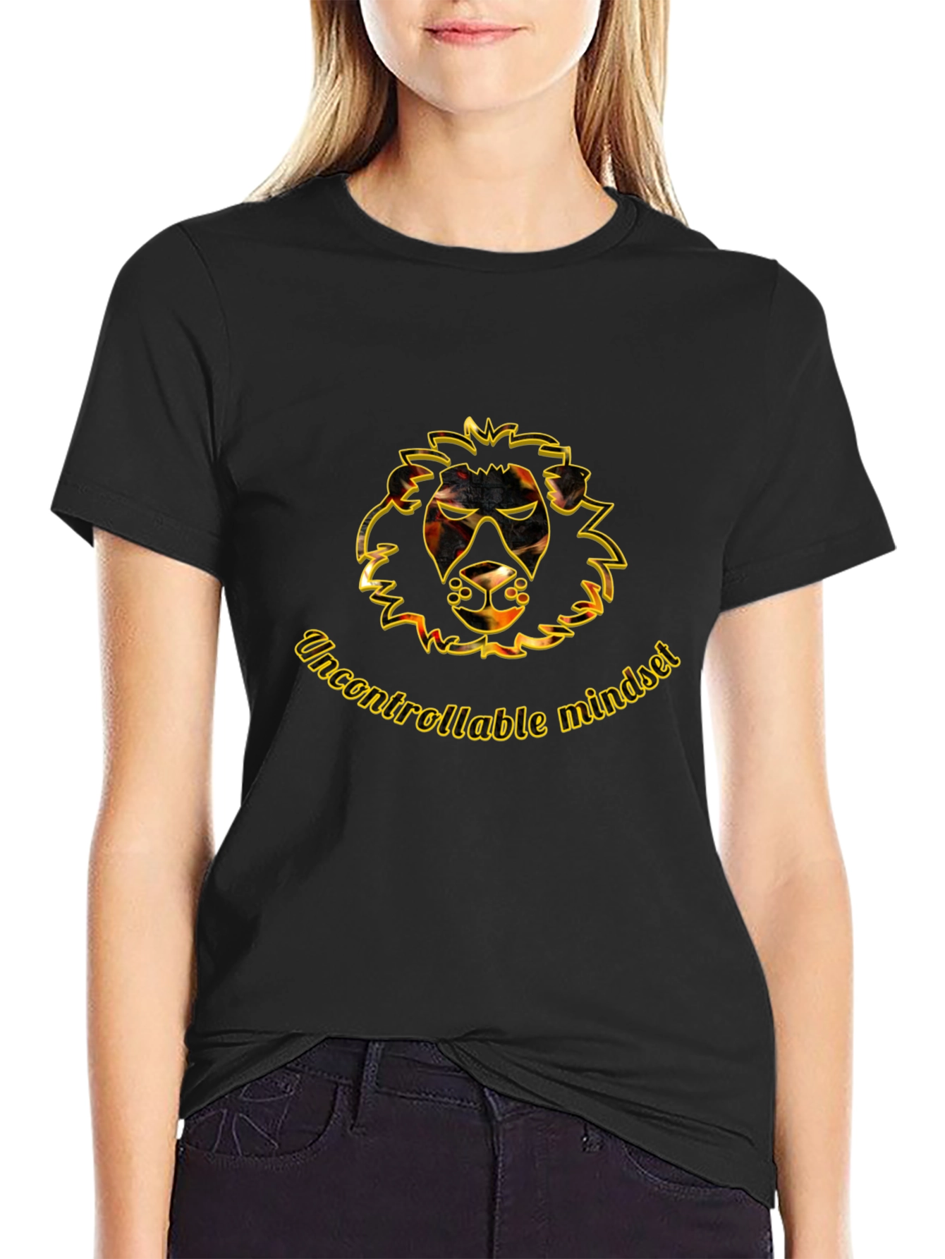 Uncontrollable Mindset Lion Graphic Tee - Black