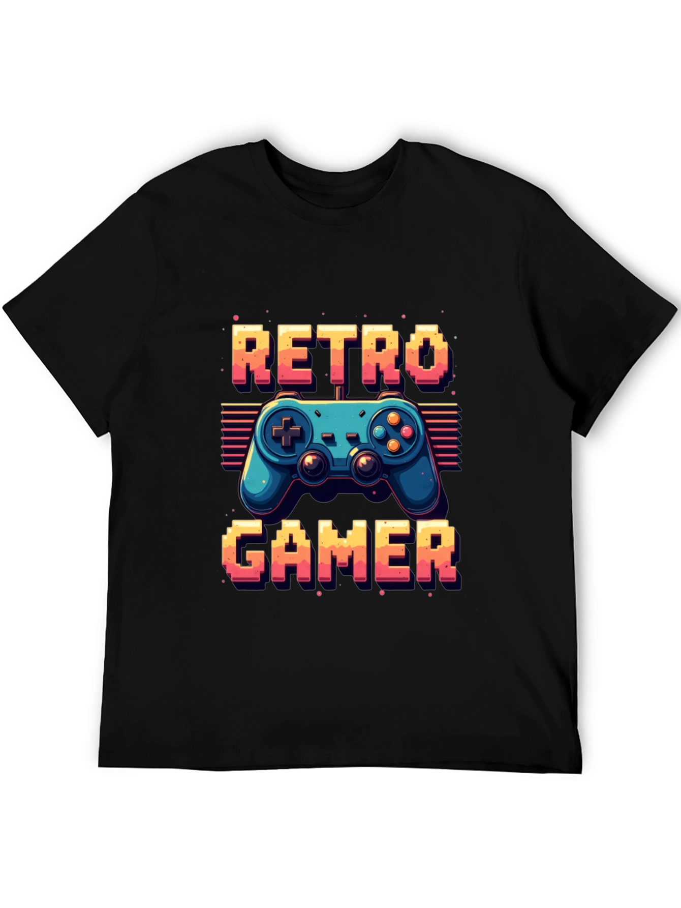 Retro Gamer Black T-Shirt - Classic Controller Design